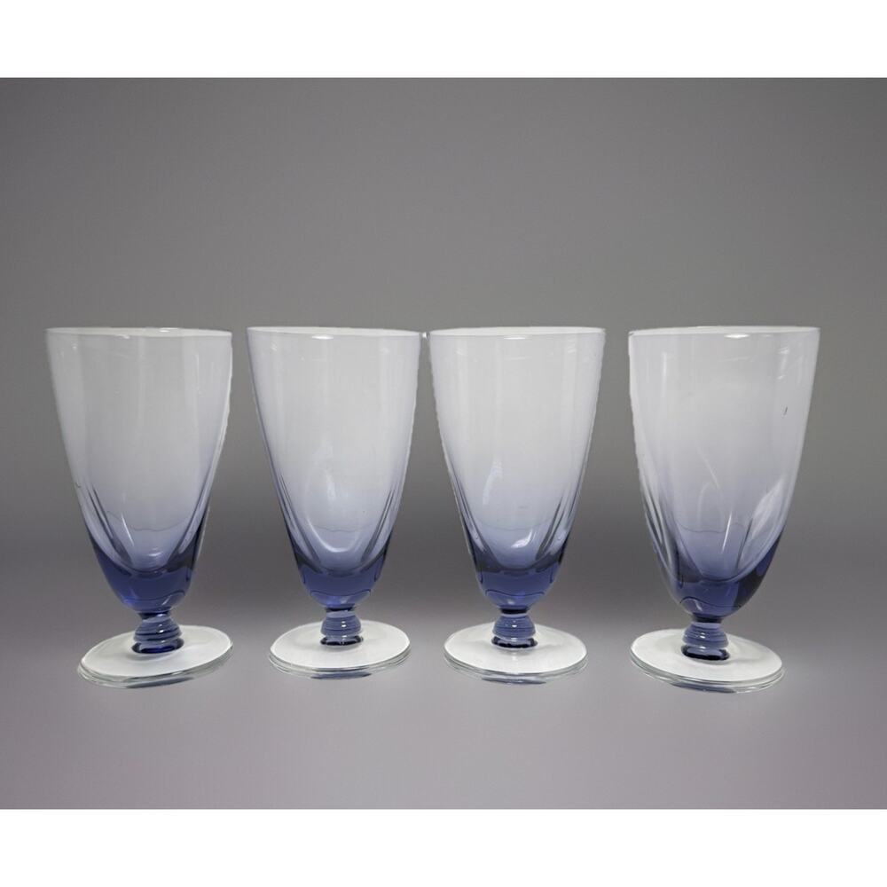 Imperial Glass SVELTE PURPLE Pinch Design Footed Juice Glass Set 4 1950’s 6 oz